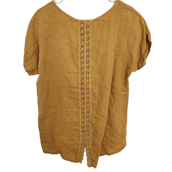 Terzo Millennio Linen Top S Orange Minimalist Beach Lagenlook Cottage - Picture 2 of 5